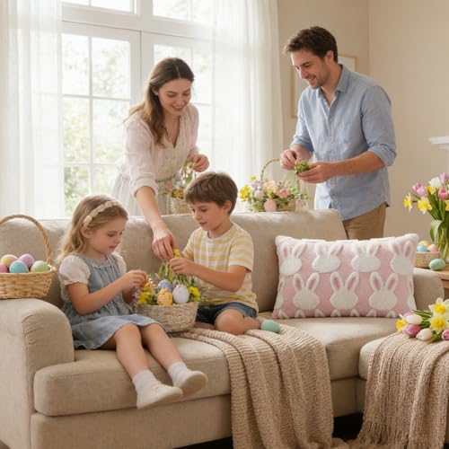 Coussin lapin de Pâques déco de printemps pour chambre et salon