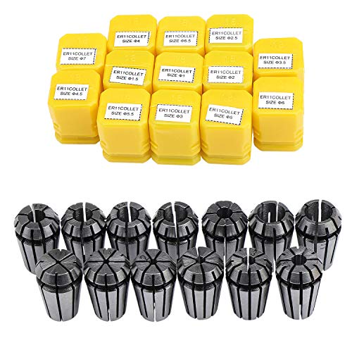 Foto von Hseamall ER11 Klemmhülsen-Set, ER11 Spannzange, 1 - 7 mm Halterung, ER11 Federspannzangen-Set für CNC-Arbeiten, Gravier- und Fräswerkzeug, 13 Stück