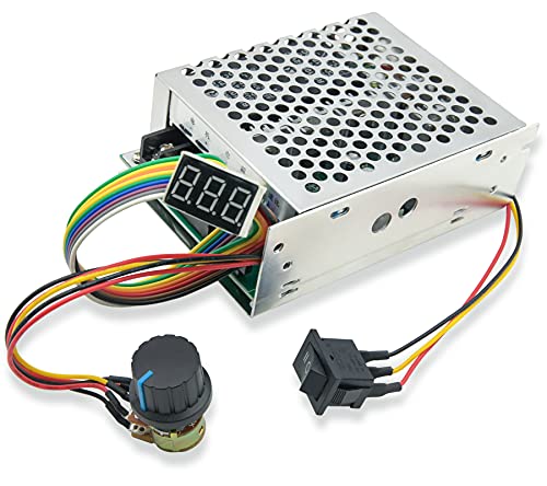 Rain King PWM DC Motor Speed Controller DC10-55V 12V 24V 36V60A with Adjustable Potentiometer and Forward-Brake-Reverse Switch - Stepless Motor Controller Used for Power Wheels PWM Speed Control