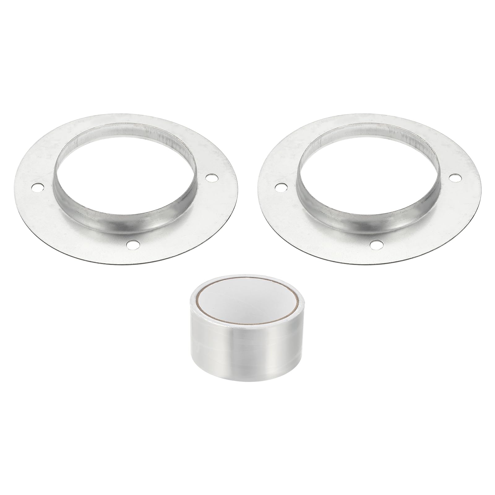 PATIKIL 2Pcs 4 Inch Duct Connector Flange, Metal Straight Pipe Exhaust Flange Duct Mounting Plate for Heating Cooling Ventilation HVAC System, Galvanize Steel