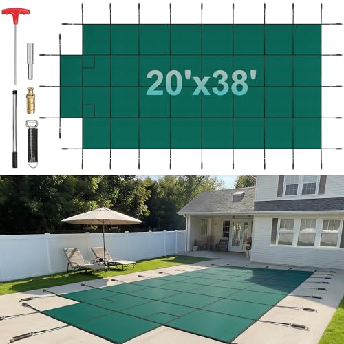 VEVOR Inground Pool Safety Cover 18' x 36' Rectangle with 4x8ft Center End Step, Safety Pool Covers Green...
