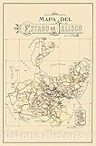 Historic Pictoric Map : Jalisco, Mexico 1923, Mapa del estado de Jalisco, Antique Vintage Reproduction : 24in x 36in