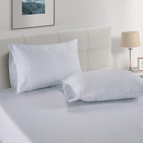 Image of 100% Organic Cotton King Fitted Sheet, 3-Piece Set (1 Fitted Sheet, 2 Pillowcases), Percale Weave, Cotton Fitted Sheet, Ultra Soft, Breathable, GOTS Certified, Fits Mattress Upto 15 inch Deep - Polka Dot