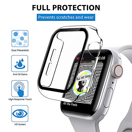 Image of 2 Pack LAŸK Case for Apple Watch 44mm SE /Series 6 /5 /4 Built-in Tempered Glass Screen Protector, All-Around Ultra-Thin Bumper Full Cover Hard PC Protective Case for iWatch 4 /5 /6 /SE 44MM - Clear