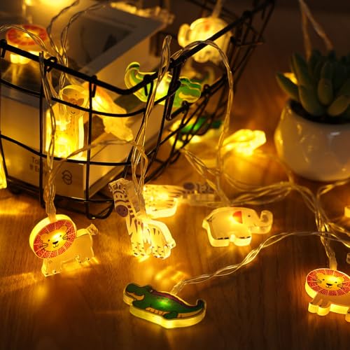 AOOTE Guirlande lumineuse LED animaux intérieur, 1.5M 10 LED Blanc chaud Animaux Guirlande lumineuse, Veilleuse pour l'intérieur, chambre d'enfant,le lit de...