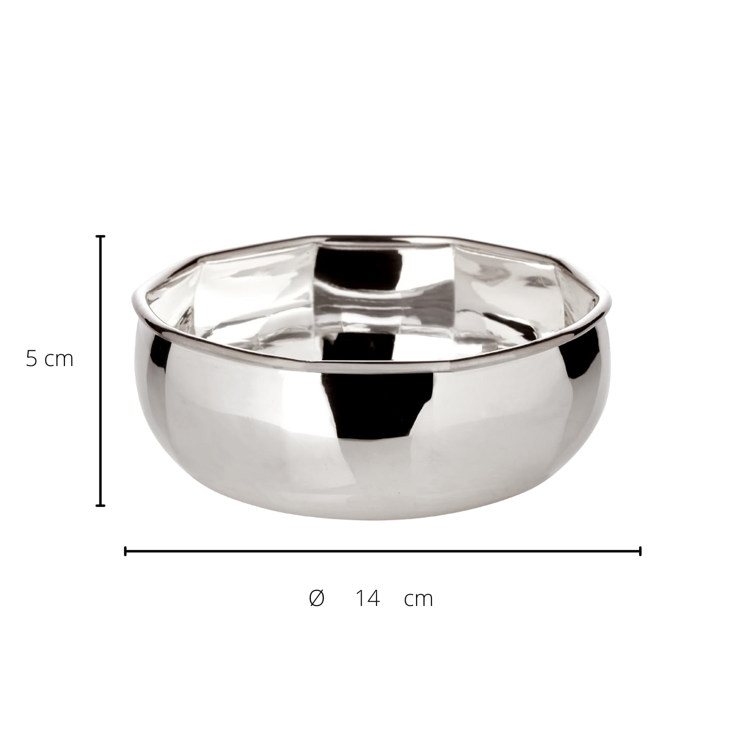 Edzard ciotola Ten (diametro 14 cm, altezza 6 cm) decagonale, argentatura a strato spesso, materiale di base ottone - ciotolina decorativa, per snack, da portata