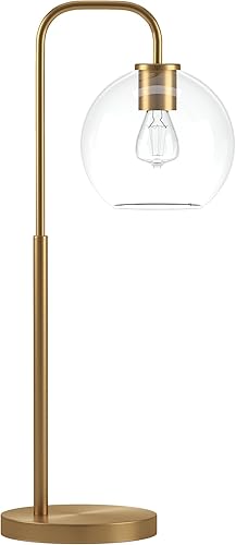 Harrison - Lámpara de mesa de arco de 27 pulgadas de alto con pantalla de vidrio en latóntransparente