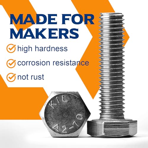 Image of M8-1.25 x 80mm Hex Head Screw Bolt, 18-8 (304) Stainless Steel, Fully Threaded, Plain Finish, Quantity 8