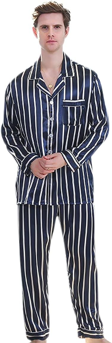 DEBAIJIA Heren Gewaad Zijden Nachtkleding Pyjama Broek Satijnen Set
