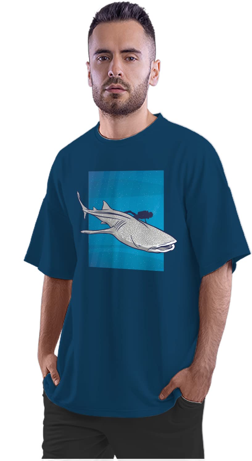 Oversized T-Shirt Whale Shark & Diver Men's Women's Unisex 100% Cotton
