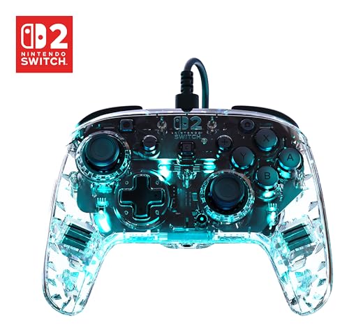 Turtle Beach Afterglow Wired RGB Gaming Controller – Officially Licensed for Nintendo Switch 2, Nintendo Switch, Switch Lite/OLED – Hall-Effect Thumbsticks, Customizable Lighting – Transparent