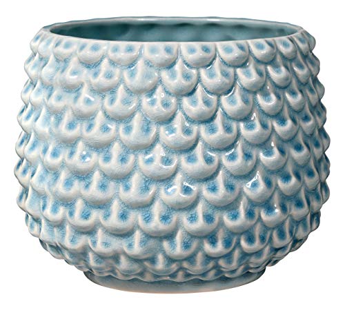 Bloomingville Blumentopf Pinecone Retro Übertopf Vintage Pflanztopf für Zimmerplanzen L (16,5 cm ø) Öffnung: 12 cm ø, sky blue blau, Keramik