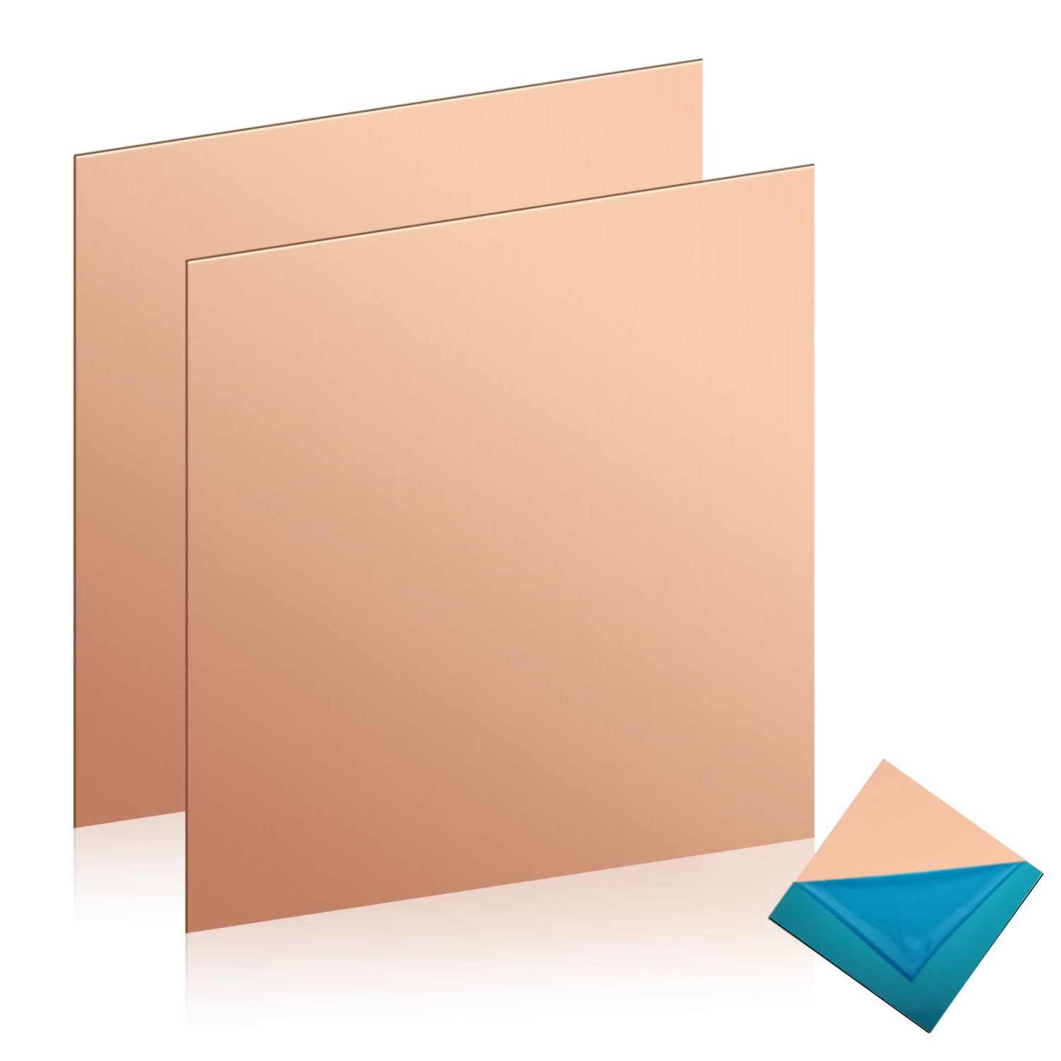 Blacha miedziana, 2 sztuki płyt miedzianych 100 × 100 × 0,5 mm, 99% czysta blacha miedziana do wyrobu metalu, produkcji biżuterii, majsterkowiczów, biżuterii i wielu innych