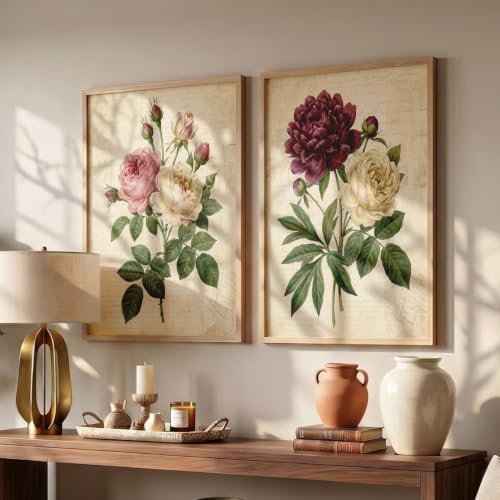 Image of YANVEER Botanical Wall Art Painting | Wall Frames For Home Decor Office Living Room | Poster With Frame Wall Decoration Painting | Premium Art Framed Wall Painting For Home Decor | Set of 2 (13X17 inch)