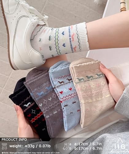 Image of IIG 5 Pairs Womens Novelty Cute Crew Socks Colorful Funny Ankle Socks Gifts for Womens Socks