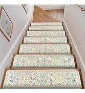 OJIA Pink Floral Stair Treads Non Slip Stair Runners for Wooden Steps Indoor, 15PCS 8"x30" Rubber...