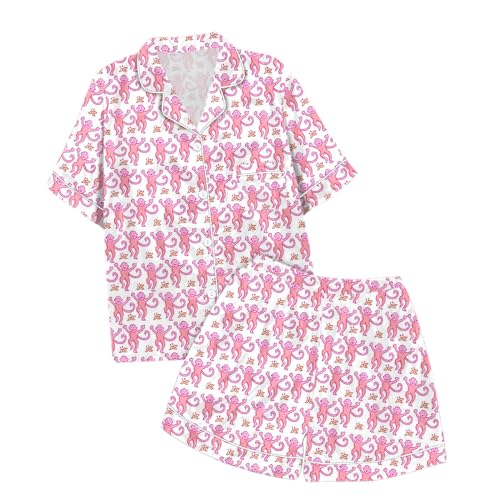 Generic Summer Pajamas Set Animals Floral Print Short Sleeve 2 Piece Pjs Set Roller Dupes Rabbit Preppy2
