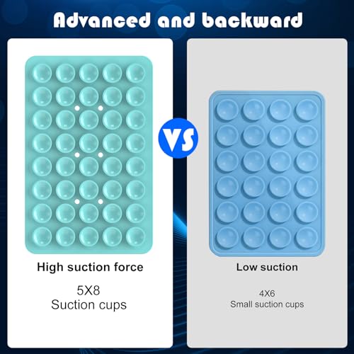 Image of Double Sided Silicone Suction Phone Holder Mount, Silicon Accessory for iPhone and Android, Hands-Free Mirror Shower Phone Holder, TikTok Videos and Selfies (Light Blue+Sand Pink)