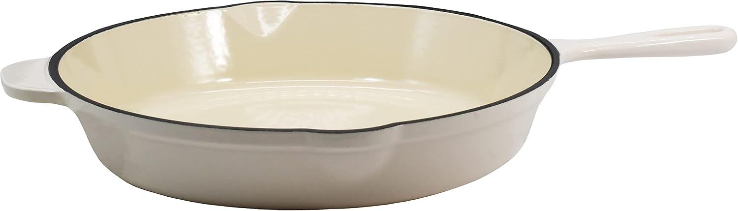 Cuisinart Open Round Cast Iron Skillet, 11.75 Inch, Cream
