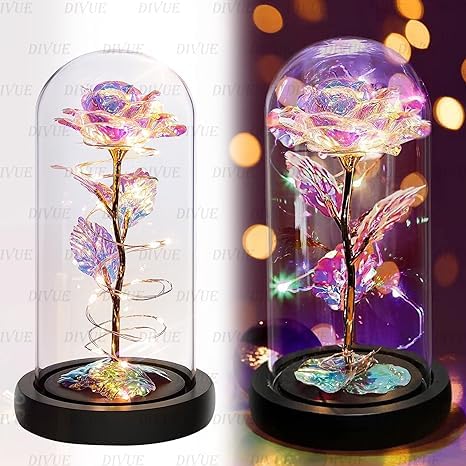 BHAKTVATSAL Forever Rose, Galaxy Glass Rose Flower and Butterfly with Led Light Great Gift Ideas for Valentine's Day, Mother's Day, Birthday, Anniversary, Engagement-image-15