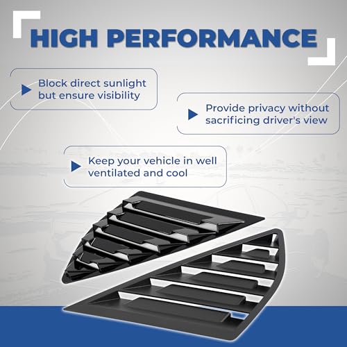HECASA Side Window Louvers Compatible with 2013-2020 Ford Fusion/Mondeo Air Vent Scoop Shades Cover Blinds Trim ABS Plastic Black 2Pcs by HECASA - Image 4