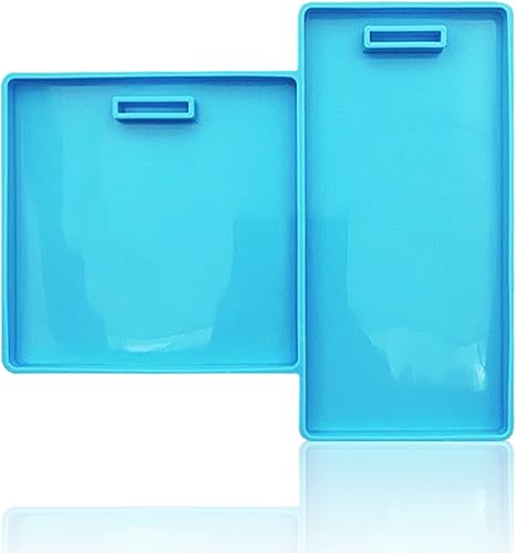 AEGYPIUS Badge Buddy Mold, 1 juego de moldes cuadrados de 3.15 pulgadas y 4.6 x 2.3 pulgadas rectangulares para resina epoxi, moldes de carrete de