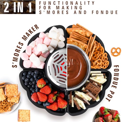S'mores Maker elektryczna palarka piankowa z regulacją temperatury, zestaw do fondue 280 W i 10 akcesoriów, na imprezy w pomieszczeniach i wieczory filmowe