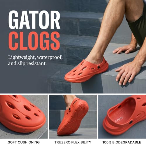 Image of CHUPPS Gator Clogs for Men | Lightweight EVA Clogs | Anti-Slip Sole | Cushioned Footbed | Breathable Ventilation | Adjustable Back Strap | Waterproof Casual Garden Clogs for Men
