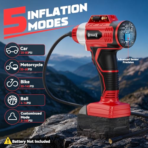 Image of 2X Faster 160PSI Tire Inflator Compatible with Milwaukee 18V Battery