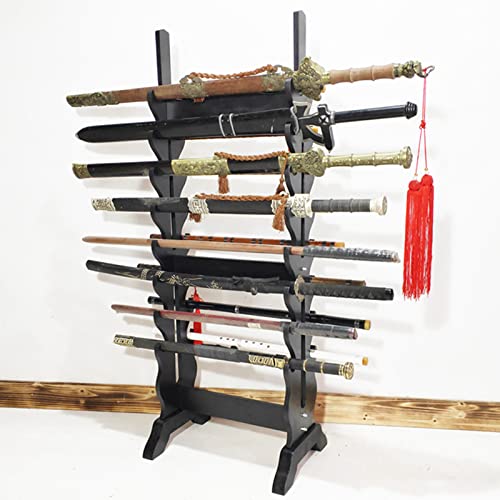 Estante para Espadas Estante para Espadas samuráis - Estante para exhibición de Armas con Soporte de Piso de Varias Capas (Negro 16)