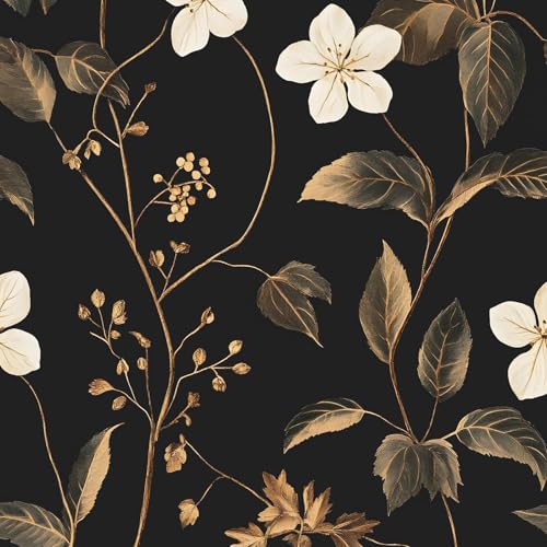 XRUIBZI Gold Vintage Floral Peel and Stick Wallpaper 17.5" x 118"