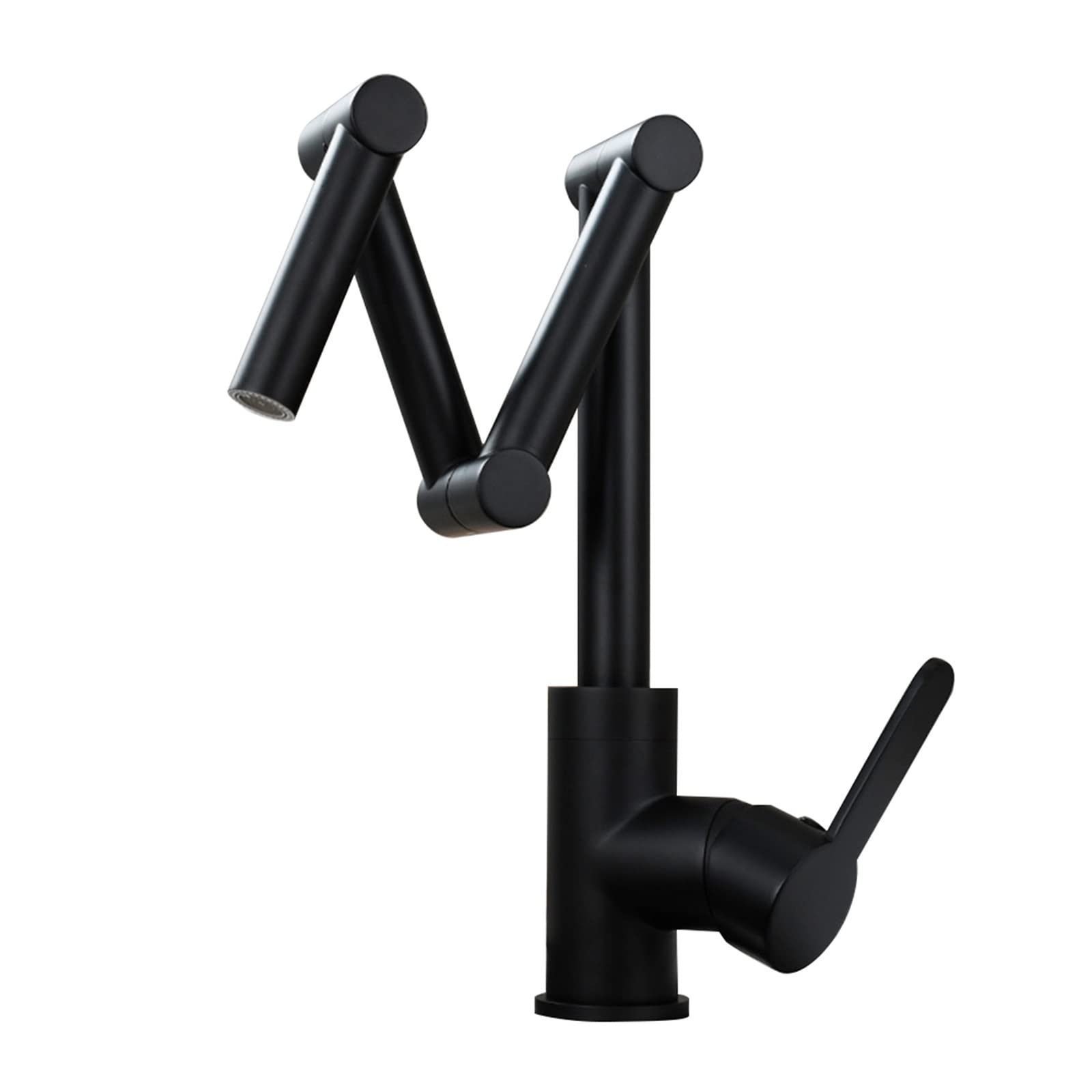 Kitchen Sink Faucet Deck Mount Single Handle Pot Filler with Folding Spout, Brushed Nickel,Durability(Matte Black)