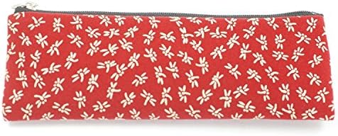 Kyoto-made INDEN-Style Ojuzu Nenju case Pen case , or Jewelry case Dragonfly (Red, White) [ Made in Kyoto, Japan]