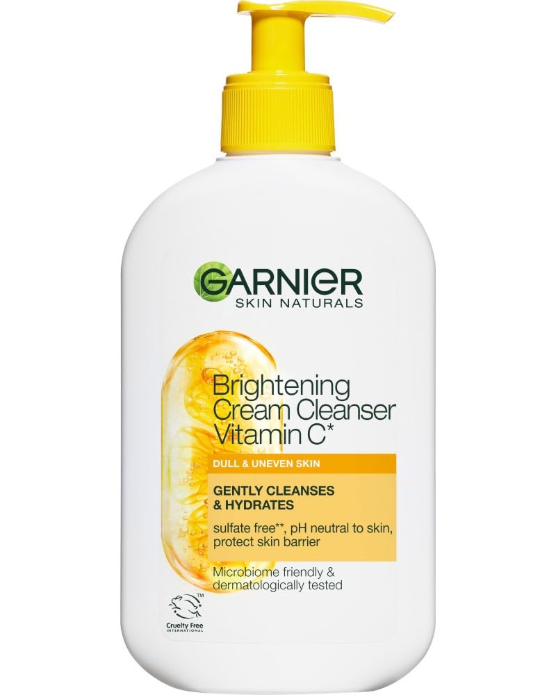 Garnier SkinActive Glow Booster Cream Cleanser Vitamina C Detergente Viso Pulisce Delicatamente & Idrata, 250 ml
