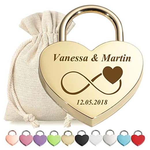 polar-effekt Liebesschloss Vorhängeschloss Gold mit personalisierter Wunschgravur - Motiv Unendlichkeit - Geschenkbeutel - passend zur Hochzeit, Jahrestag, Valentinstag - Paar-Geschenk - Mann, Frau