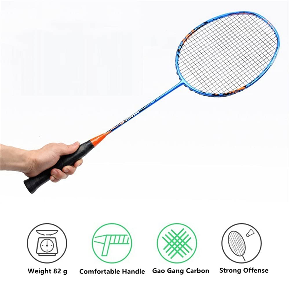 Raqueta De Bádminton Compuesto De Fibra De Carbono, Juego De Raquetas De Bádminton Ofensivo Súper Ligero, para Juegos De Patio Trasero Al Aire Libre, Ligero Y Cómodo,Negro