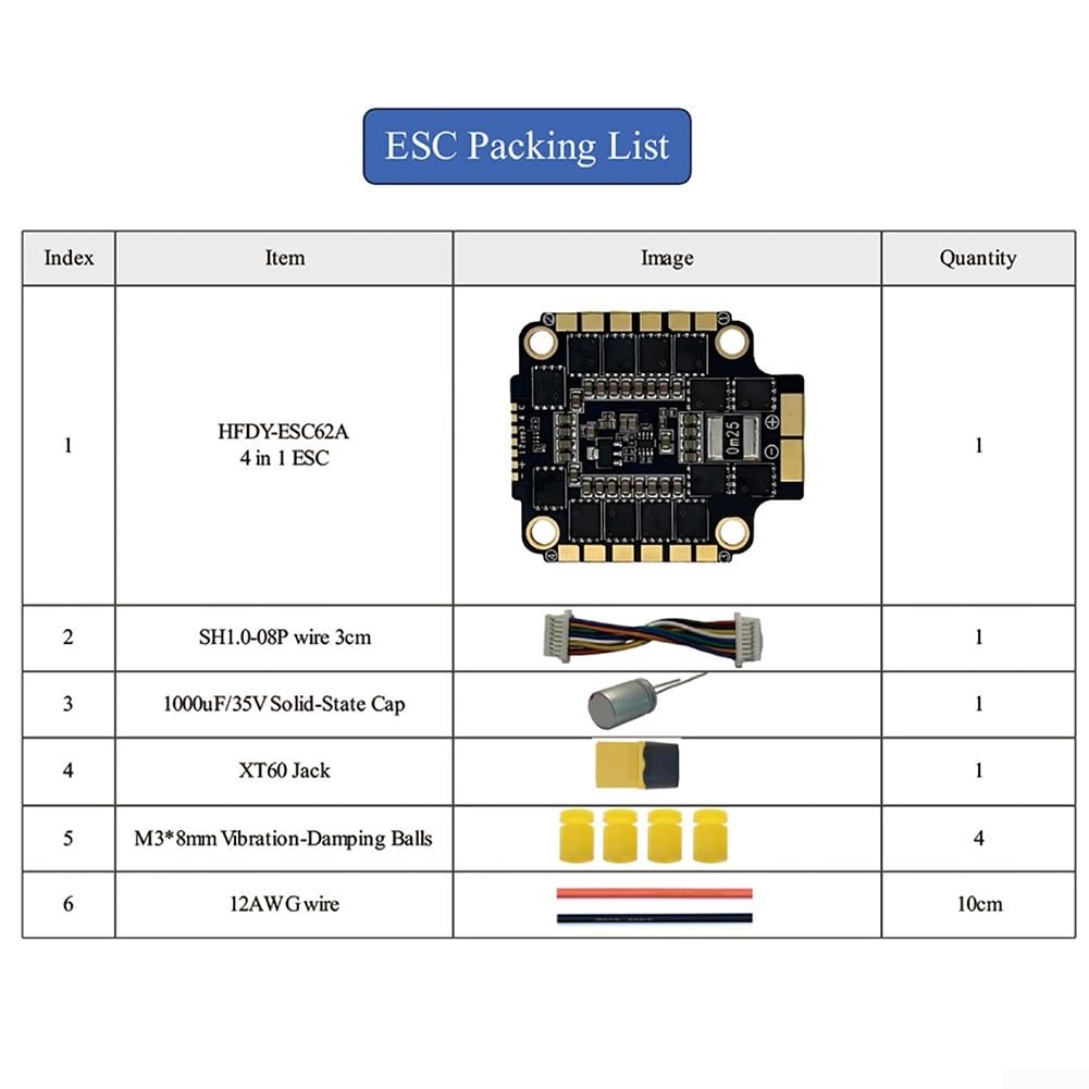 FC435 Flugcontroller Stack STF43562 mit 4-in-1 62A ESC AM32 Firmware für Racing Drones 3-6S für lipo für dji HD OSD Support(STF43562)