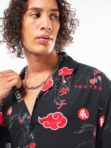 Image of Bewakoof Men's All Over Printed Oversized Fit Half Sleeve Resort Collar Rayon Shirt