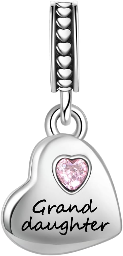 Pink CZ Family Double Heart Split Dangle Charms fit Pandora Charm Bracelets I Love You to the Moon and Back Christmas Birthday Jewelry Gift for Women - Image 3