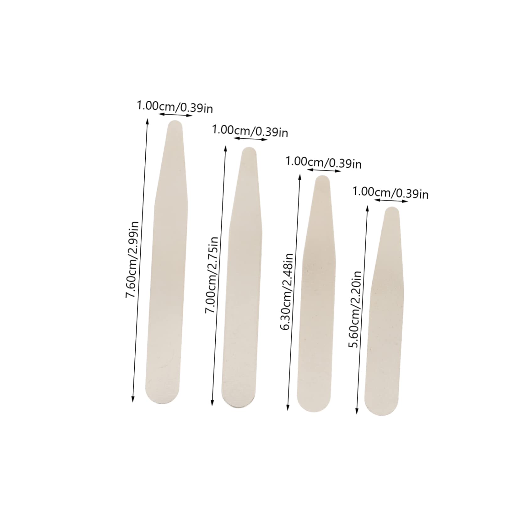 PartyKindom 40pcs Shirt Neckline Fixed Detachable Protector Shirt Stays Shirts Men Patch Collars Extenders Dress Shirt Collar Support Holder Faux Shirt Collar Inserts Stainless Steel Silver