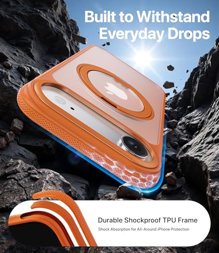 Image of for iPhone Air Case, Compatible with MagSafe, Slim Shockproof Military-Grade Rugged Protective Case with Stand, Camera Control, Comfort Grip (D-Orange, iPhone Air)