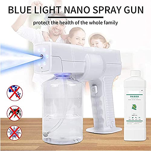 Bbohsj Steam Gun Spray Nano Atomizer Wireless Rechargeable Electric Ulv Sprayer, 2021 Handheld Fogger Machine, 600Ml Portable Mini Steam Spray Gun With Blue Light For Home, Room, Office, School #TOP3