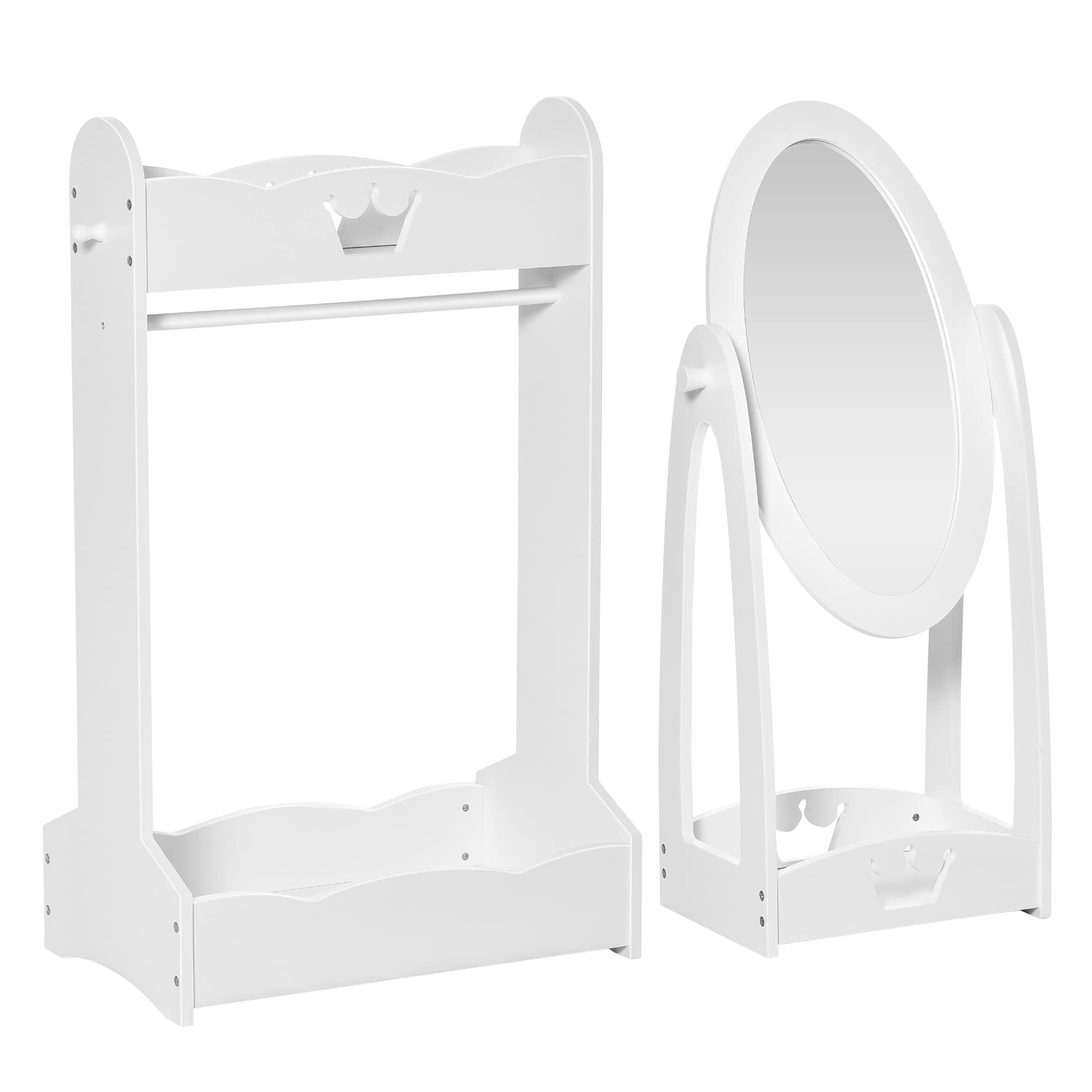 Buy Kids Clothes Rail and Mirror Set 360° Rotation Free Standing