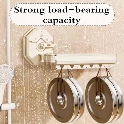 Barre de douche pliable à ventouses NoDrill pour buanderie
