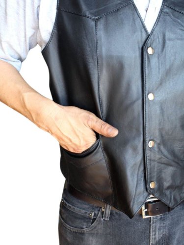 Dona Michi Men's Motorcycle Vest Genuine soft Leather Black Handmade3