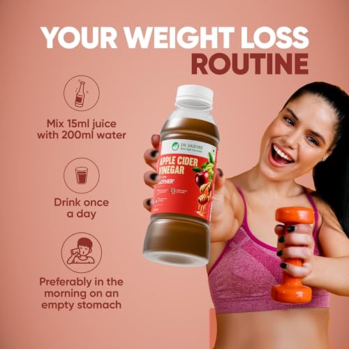 Image of Dr Vaidya's Apple Cider Vinegar with the Mother | Raw, Unpasteurized & Unfiltered | Weightloss, Digestion, Reduced Bloating and Glowing Skin & Hair | | Garcinia & 5 Powerful Herbs, 700ml (Pack of 1)