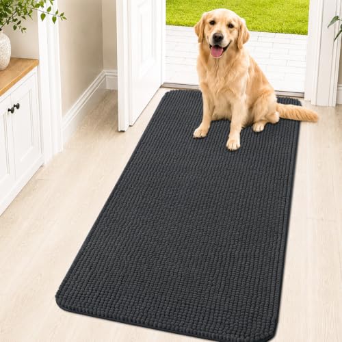 Image of OLANLY Dog Door Mat for Muddy Paws 47x24, Absorbent Chenille Mud Doormat