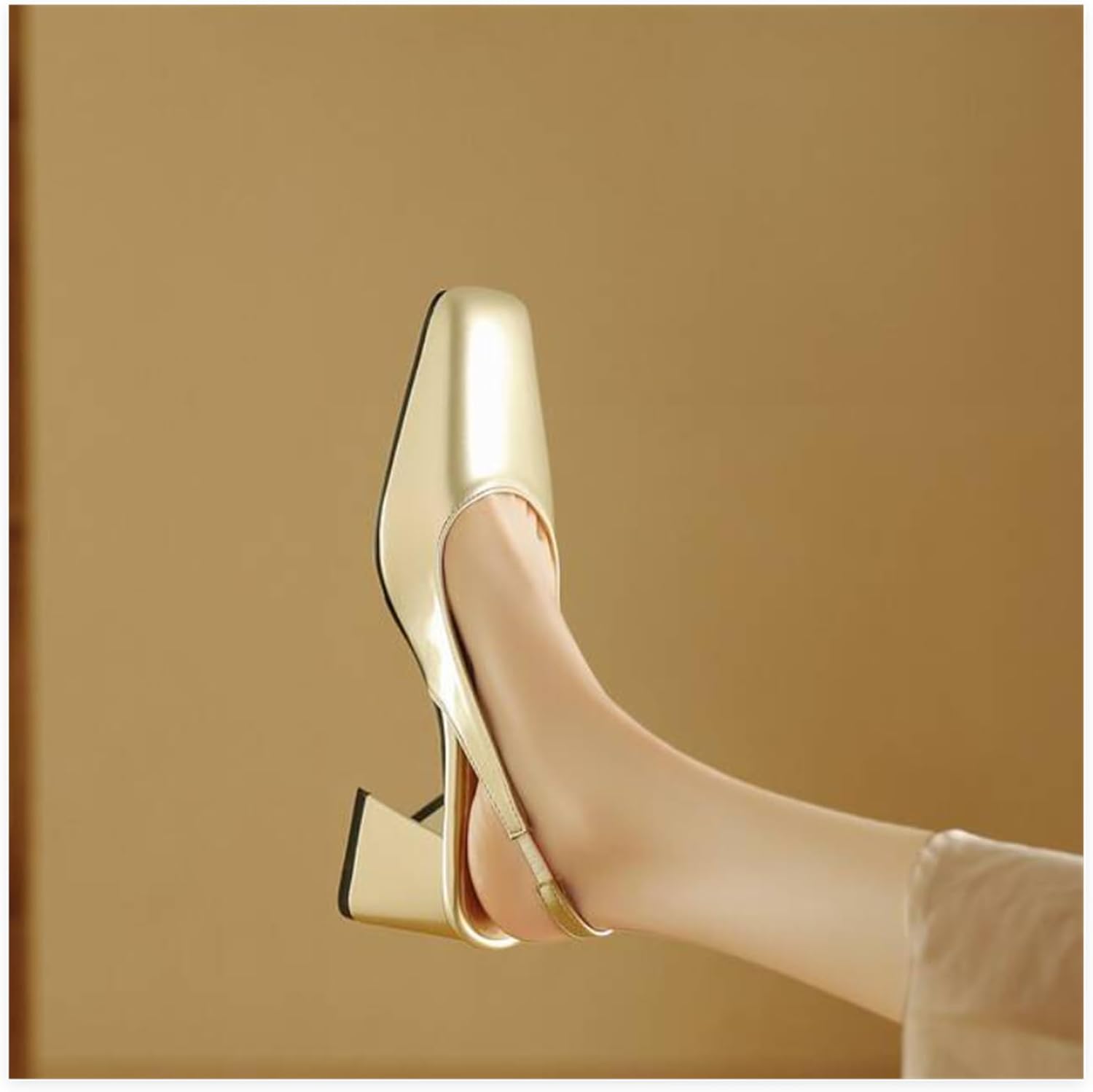 Women's Slingback Block Low Heels Pumps Closed Square Toe Slip On Chunky Heel Work Party Wedding Office Dress Shoes Comfortable Elegant - Image 6