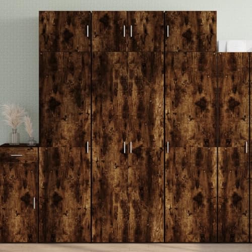 Frdhee Armario de esquina para vajilla, armario alto de roble ahumado, 70 x 42,5 x 225 cm, material de madera, armario multiusos para cocina, comedor, salón
