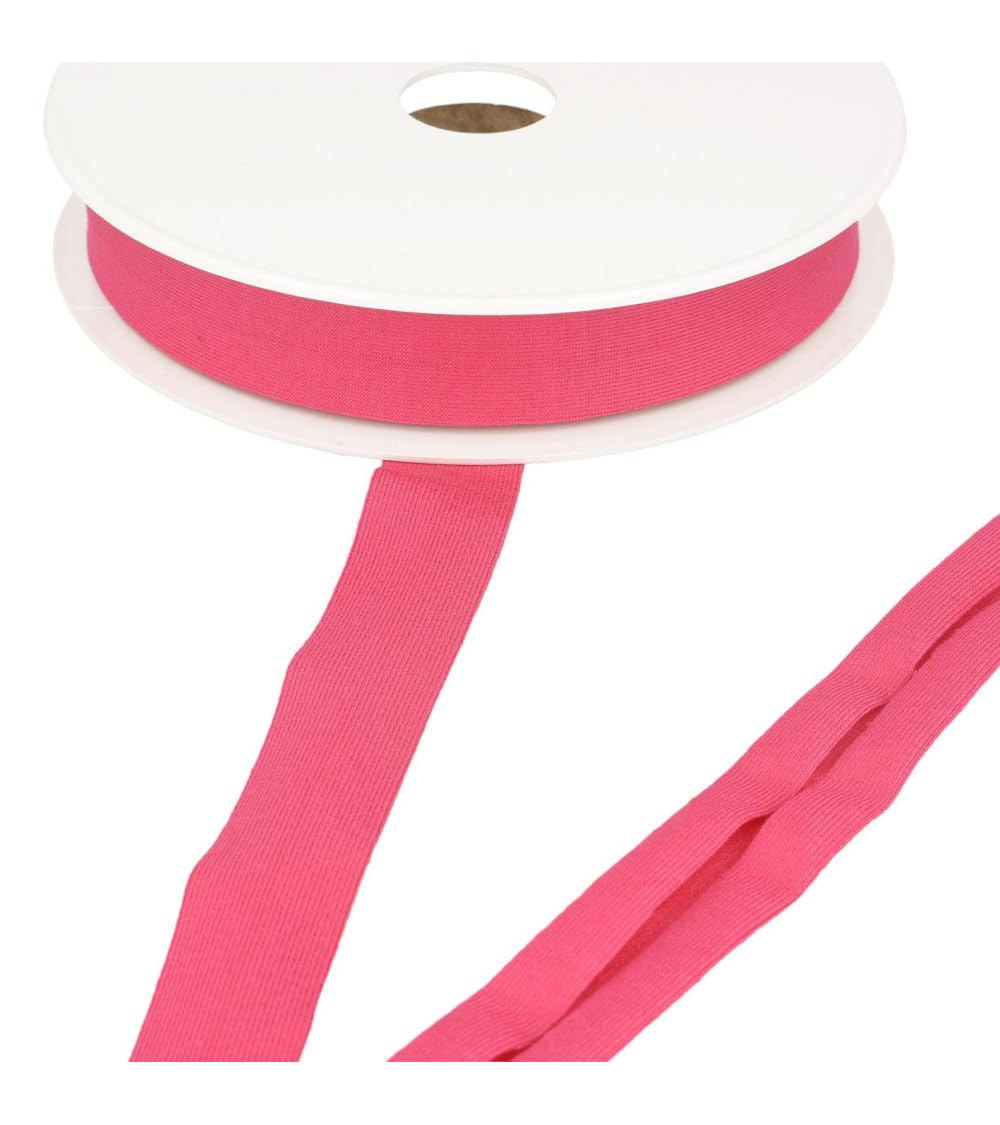 MYMERCERIE 20 m Reel Stretch Jersey Bias Binding 20 mm Raspberry